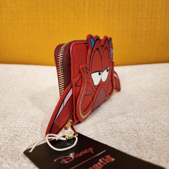 Loungefly Disney Mulan 25th Anniversary Mushu Glitter Zip Around Wallet NEW - Picture 4 of 13